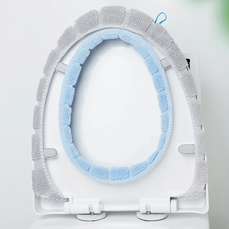Portable Stitched Color Knitted Toilet Mat 1/2PCS Thickened Washable Antifreeze Toilet Seat Cover Universal Bathroom Accessories