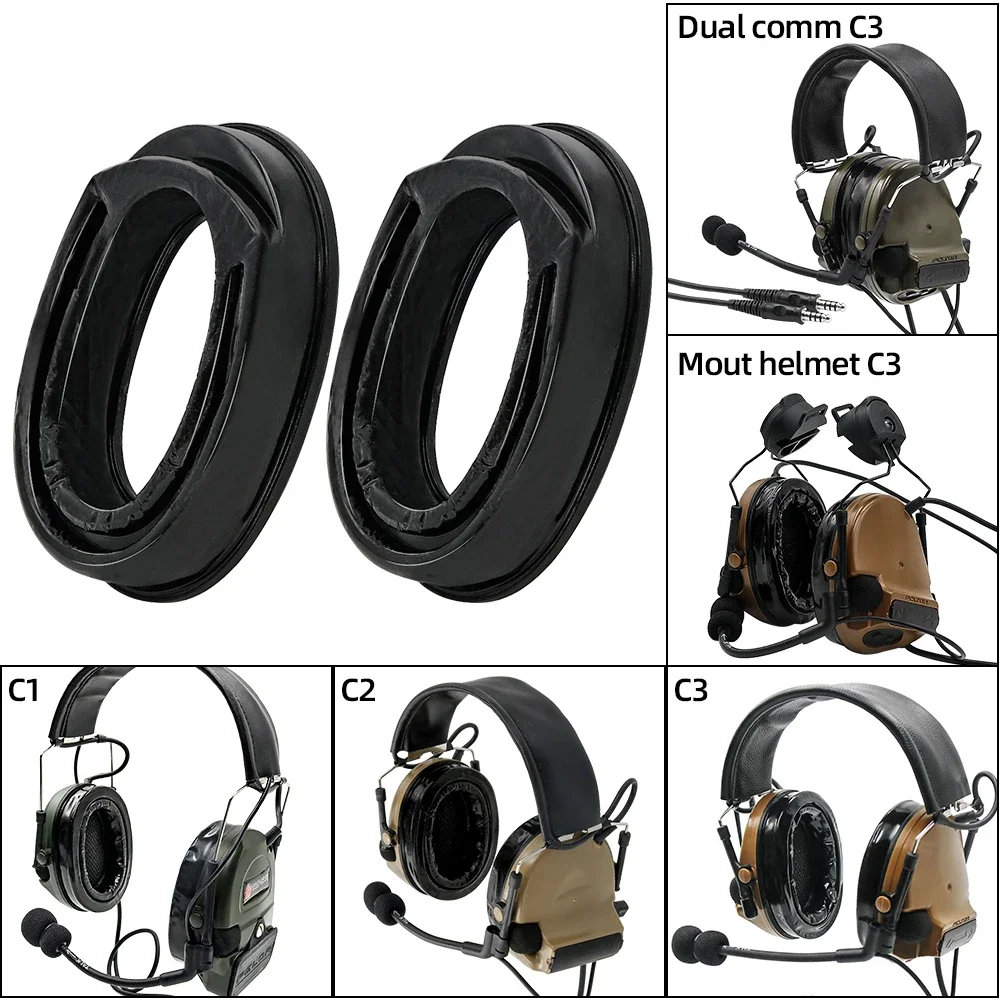 Sighlines gel almofadas de orelha pcltor comtac série tático captador redução ruído fones substituição earmuffs fone ouvido acessórios