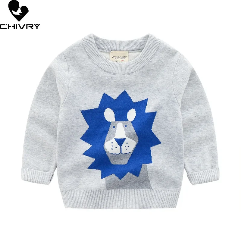 Kids Children Pullover Sweater Autumn Winter Boys Cute Cartoon Jacquard O-neck Knitted Jumper Sweaters Tops Clothing Winter Sweater Kids Sweatershirts