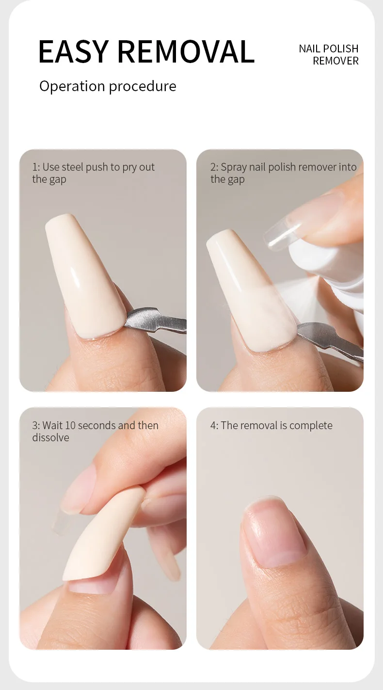 RS NAIL 100ml Nail Glue Remove For Press On Nails False Nail Tips Spray Type UV Soak Off Solid Adhesive Fake Nail Removing Tool