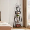 4-Tier Narrow Book Shelf, Bookcase for  Office, Living Room, Bedroom, Kitchen, Rustic Brown and Black 3