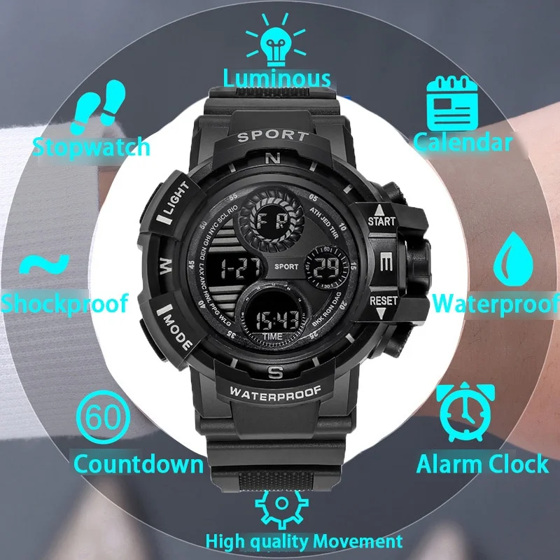 Kegllect Men Fashion Sports  Watches Multifunctional Electronic Wristwatch 5