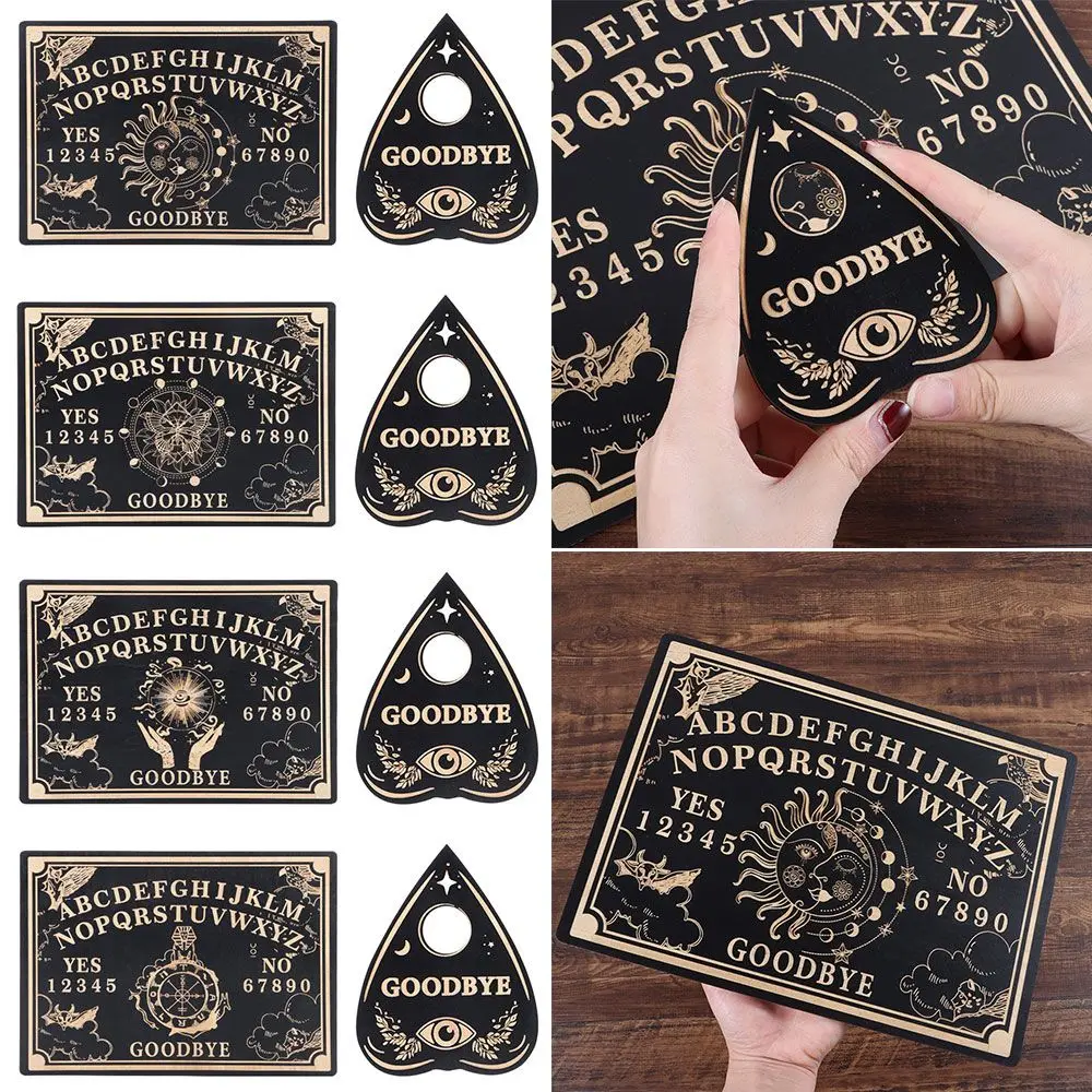Art Home Decor Pendant Pendulum Wooden Carven Board Pendulum Dowsing Board Set Wall Sign Black Wooden Spirit
