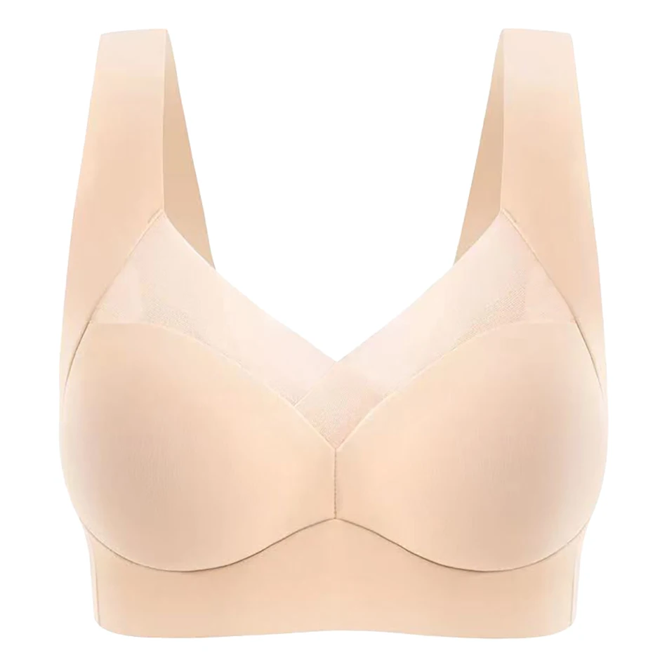 Ergonomic Women Plus Size Seamless Sports Bras Breathable Ice Silk No Underwire Built in Soft Padded Cups for Ultra Comfortable 5