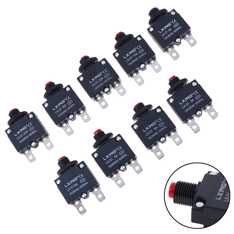 

1PC 3A 4A 5A 6A 8A 10A 15A 20A 30A Circuit Breaker Overload Current Protector Switch Reset Fuse