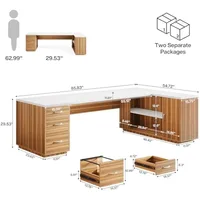 85.8" L-Shaped Executive Desk, Extra Large Office Desk with File Drawers, Modern Business Furniture, Office Desks 2