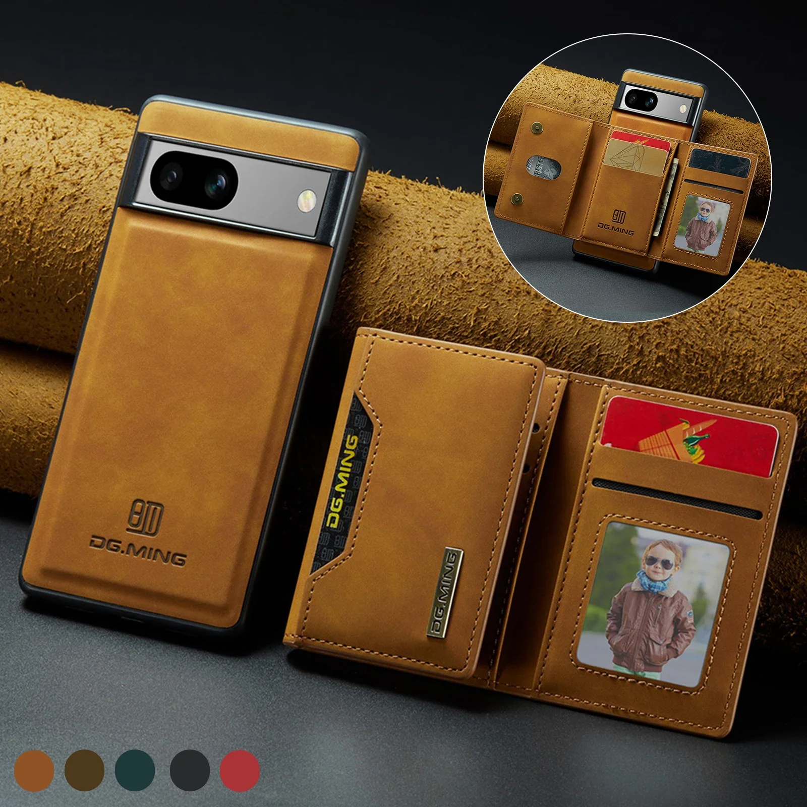 Magnetic Wallet Card Slot Leather Detachable Folio Case
