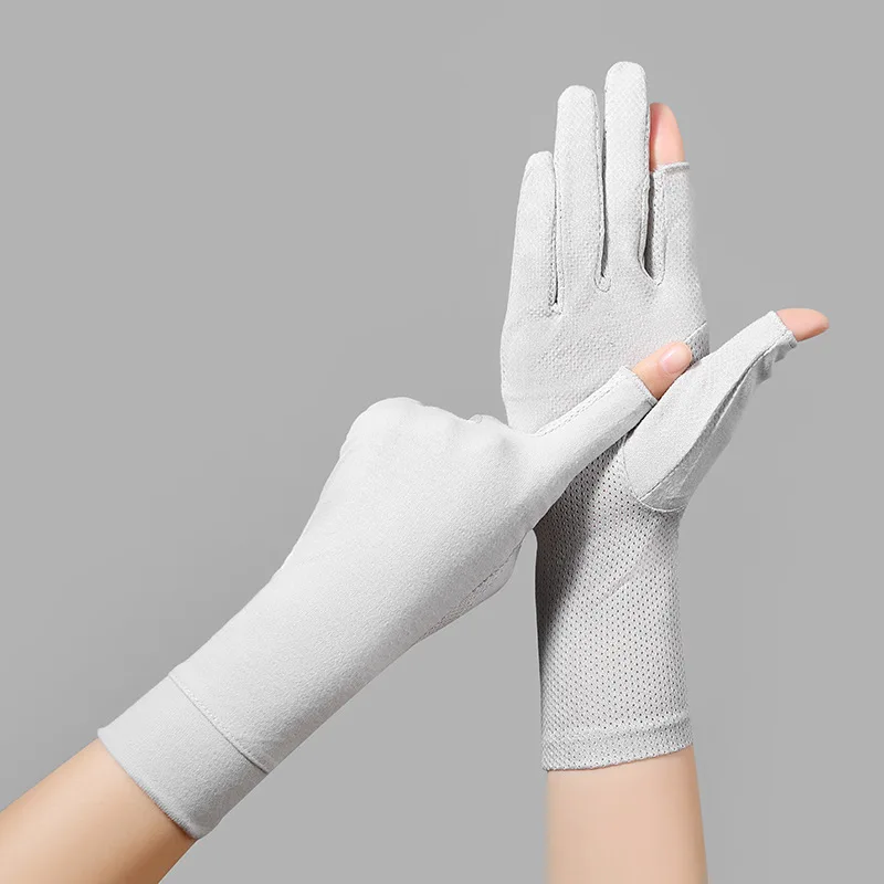 Summer Autumn Cotton Medium Long Touch Screen Fingerless Riding Driving Thin Stretch Anti-ultraviolet Sunscreen Gloves