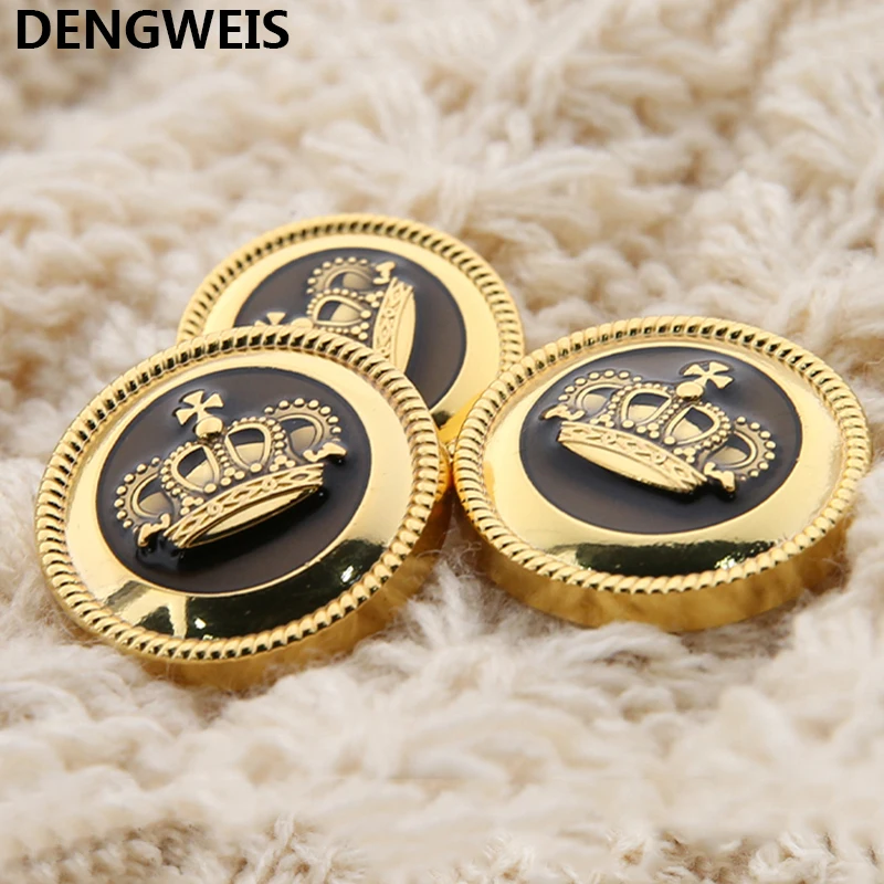 10 pezzi/confezione bottoni rotondi in metallo color oro a