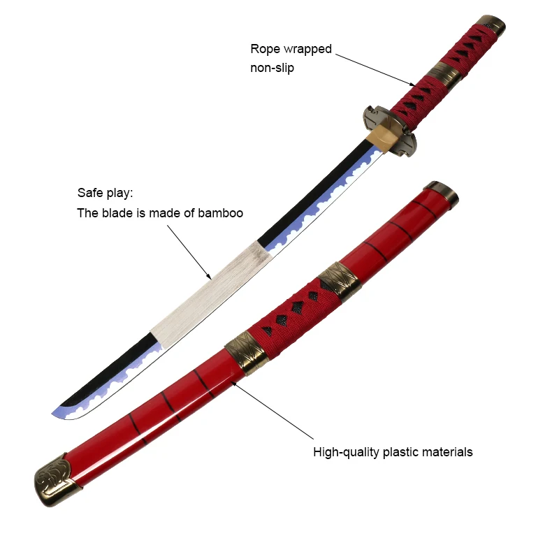 80cm Zoro Katana Samurai Sword JapanAnime Cosplay Katanas Enma KitetsuShusui Wado lchimonji Bamboo WoodenToy Swords 4