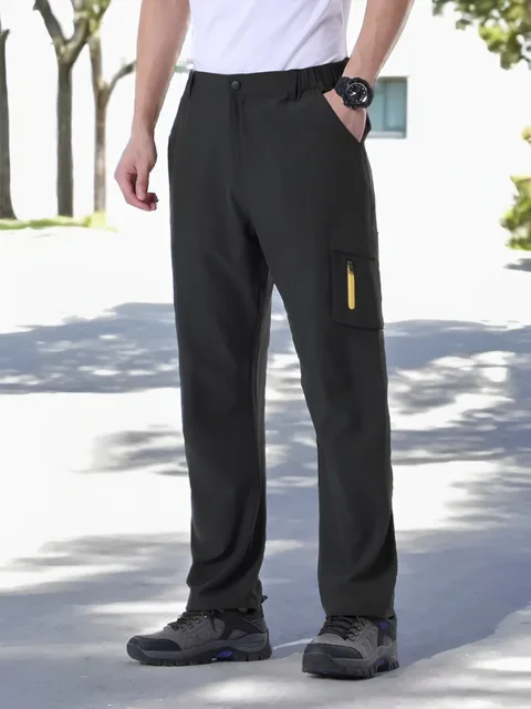 Casual Men PantsHiking Workout Breathable Long Pant New Summer Multiple Pockets Cargo Pants Quick Dry Thin Trousers Outdoor 3