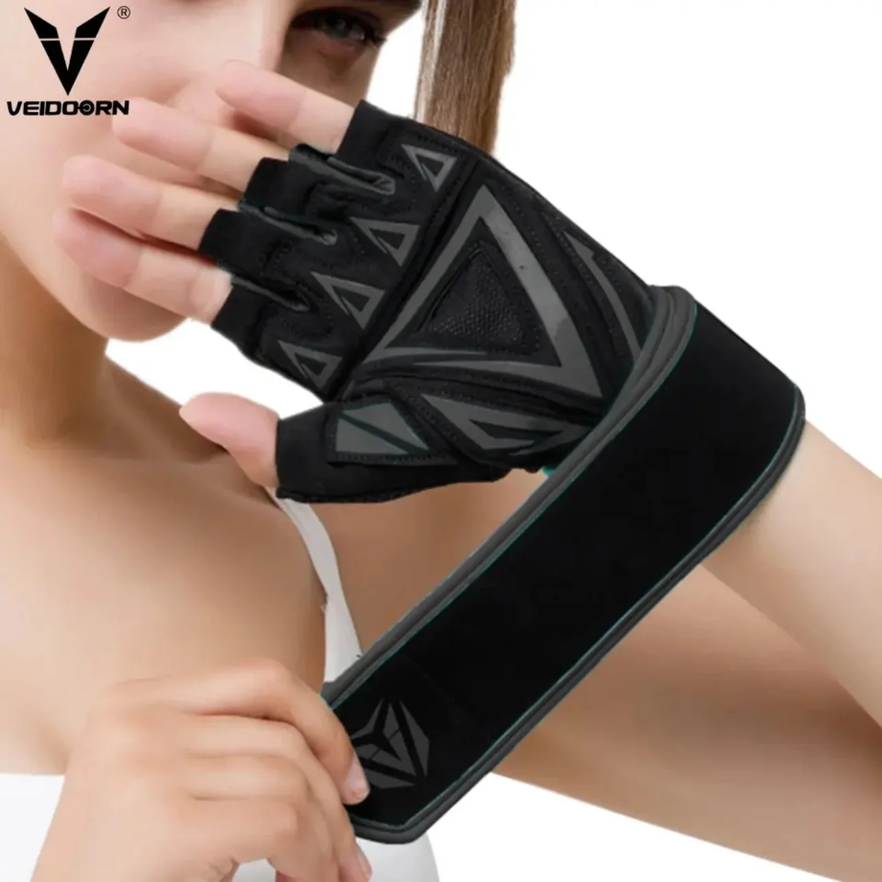 2023 Wrist Strap Gloves for Men Women Half Finger Breathable Anti Slip Training Gym Workout Gloves 4