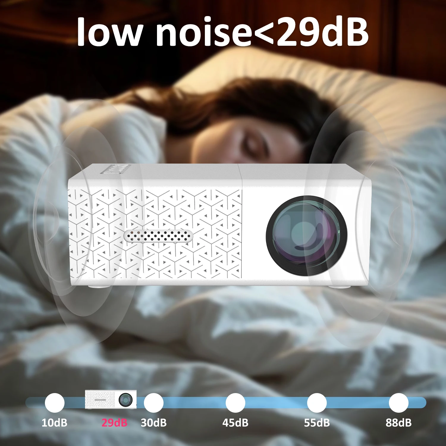 جهاز عرض صغير محمول مع USB وHDMI، مدمج عالي الدقة...