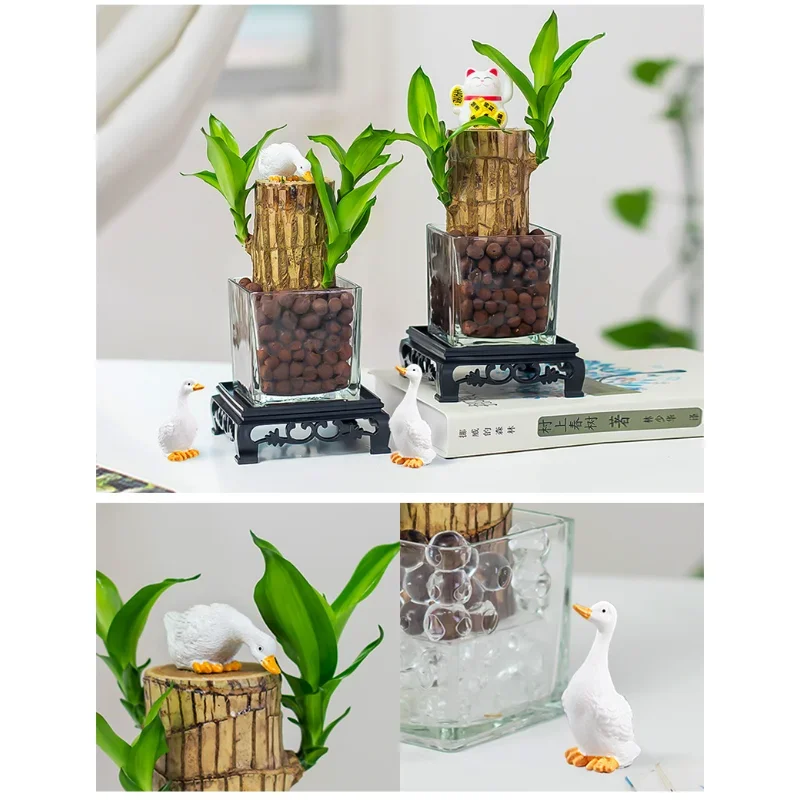 Cute Duck Figurine Miniatures Resin Home Decor Kawaii Desk Garden Accessories Decoration Crafts
