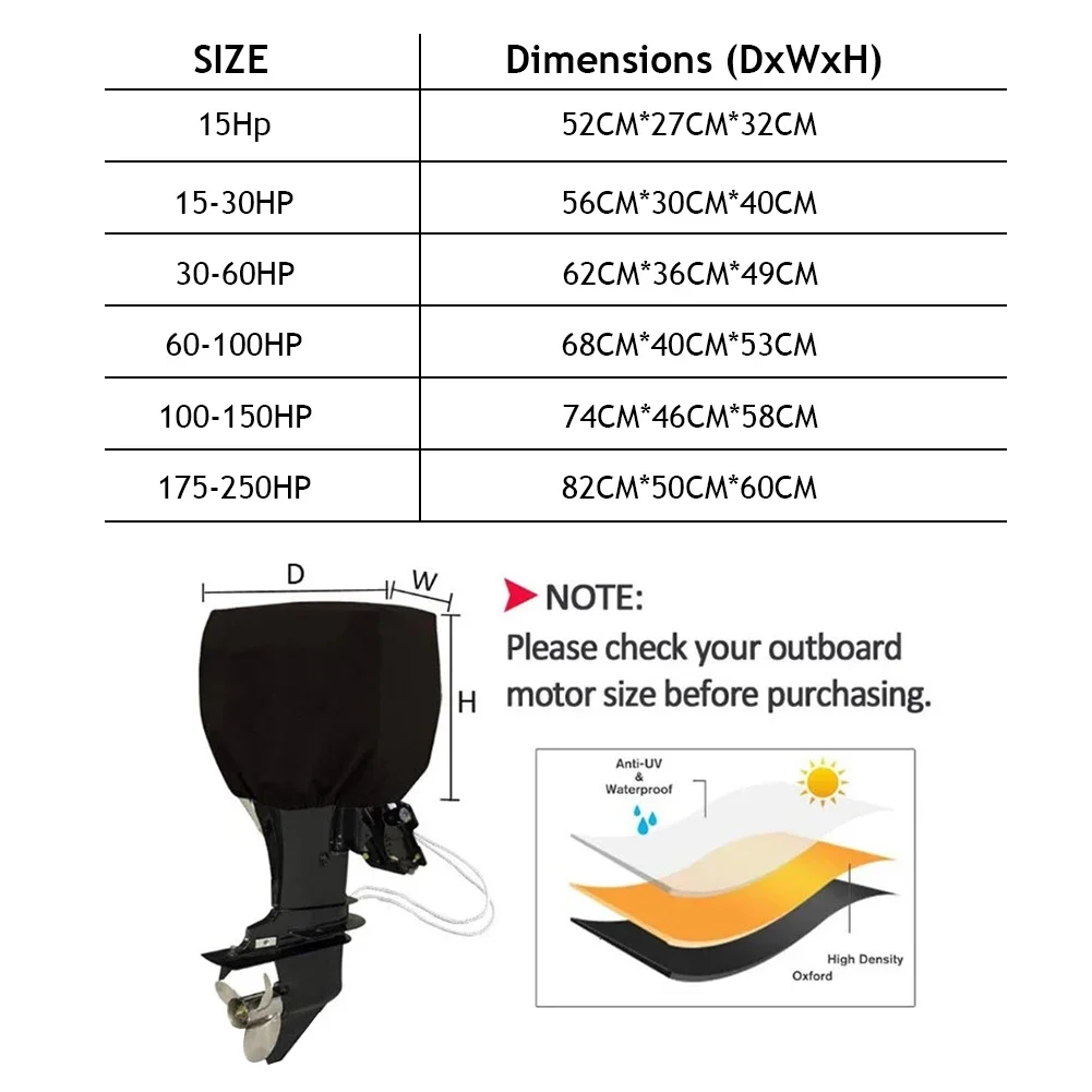 Outboard Motor Boat Cover For 15-250HP