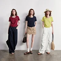 T-shirt femme TOYOUTH 2026 Nouvelle collection été Respirant Perlé Coupe courte Taille cintrée Col carré Style américain 5