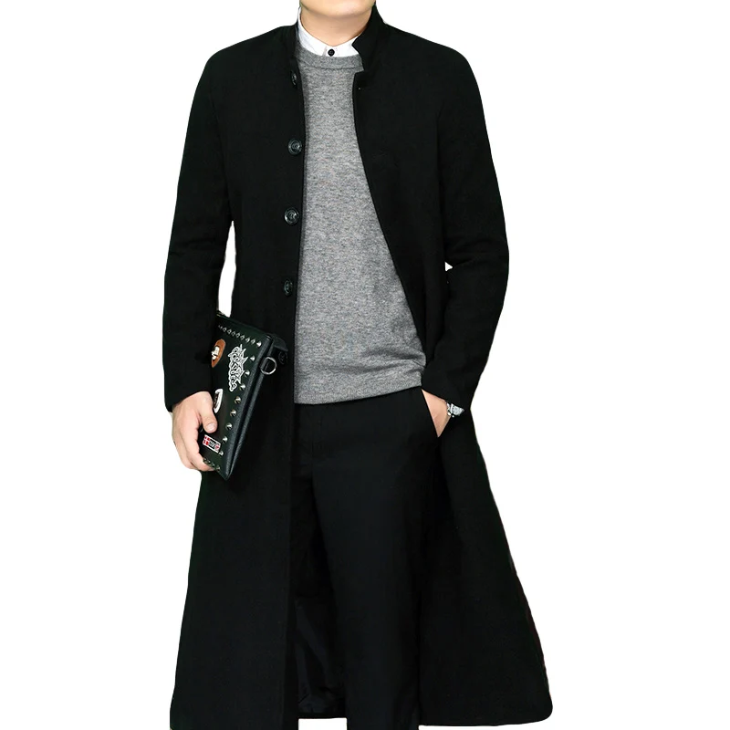 

Новое поступление, модное мужское пальто с подкладкой, длинное, до колена, высококачественное, повседневное, однобортное, толстое, мужское, стандартный размер