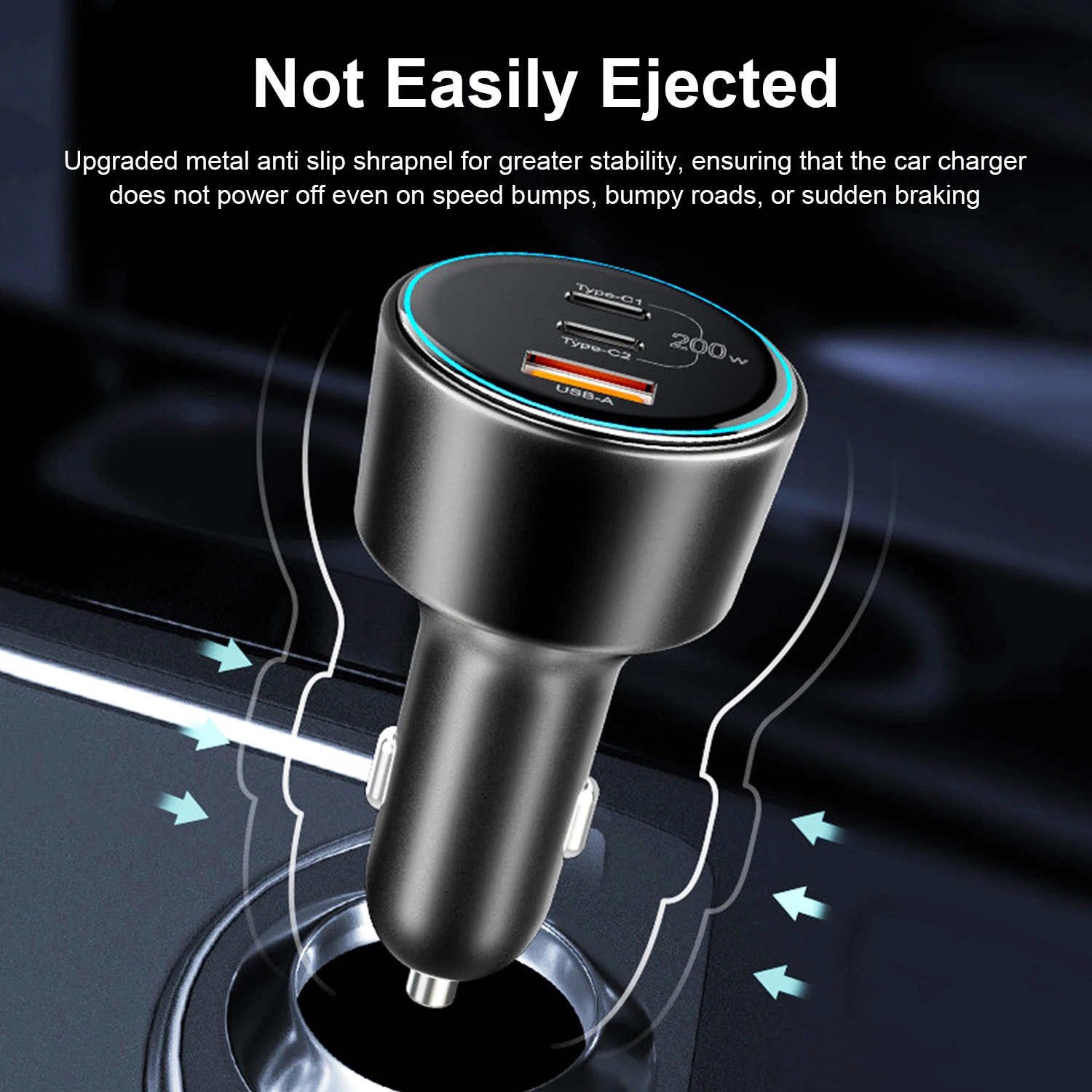 UHOMEBUY caricabatteria da auto 200W caricatore rapido USB tipo C 100W 65W 45W 20W PPS PD QC3.0 caricabatterie rapido per Laptop iPhone 15 Samsung S23 - Image 5
