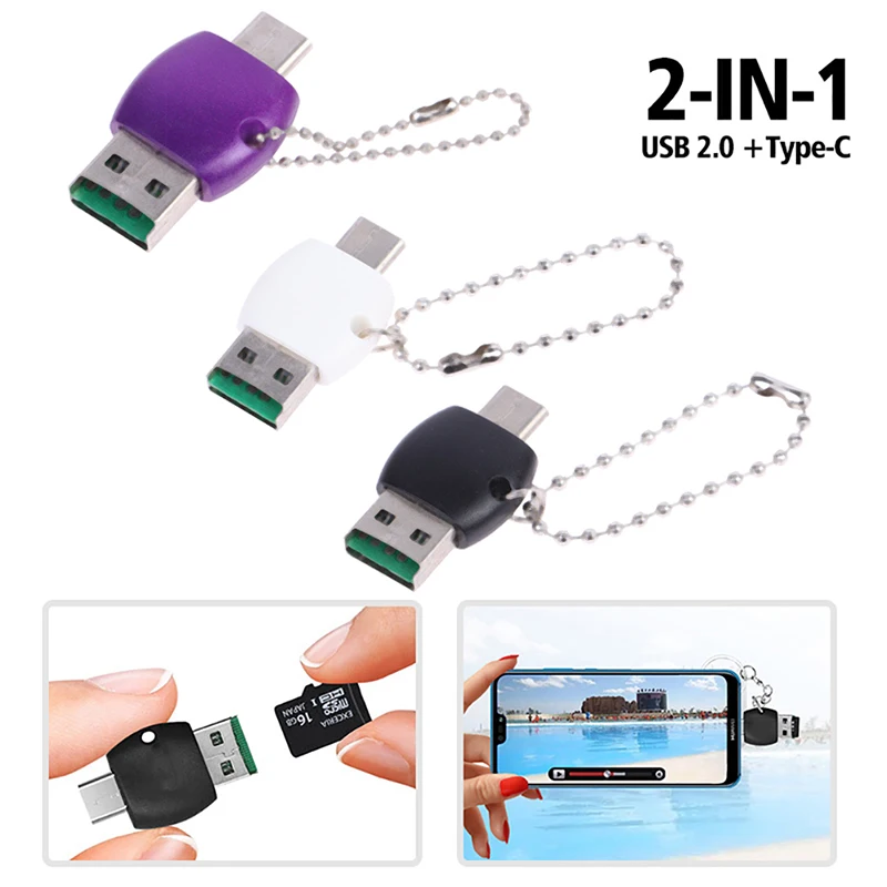 타입-c 카드 리더기 USB C OTG 2 인 1 2.0 c형 카드 리더기, PC 노트북용 USB 어댑터 메모리 플래시 드라이브 c형 리더기