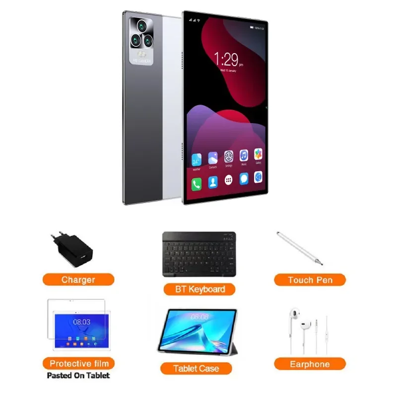 thumbnail image 1 of Tableta Android P70 de 10,1 pulgadas, versión global 2023, Android 12, Bluetooth, 12 GB, 512 GB, diez núcleos, 24 + 48 MP, WPS + 5G, WIFI, gran oferta, portátil, 1 of 5