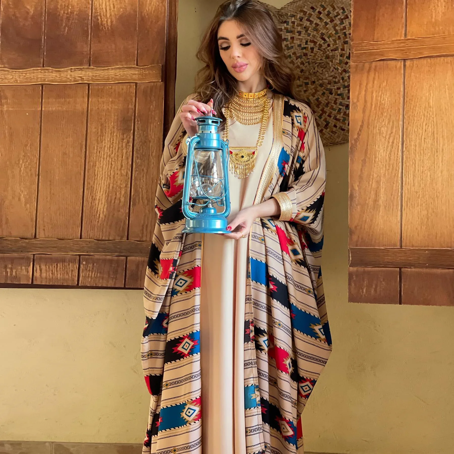 conjunto-de-vestido-abaya-muculmano-para-mulheres-estampa-geometrica-colorida-kaftan-marroquino-dubai-turquia-femme-2-pecas