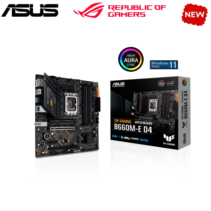 Новая материнская плата B660 для ASUS TUF GAMING B660M-E D4 LGA 1700 DDR4 B660 поддерживает процессор i5 10400f i3 12100f 12400f