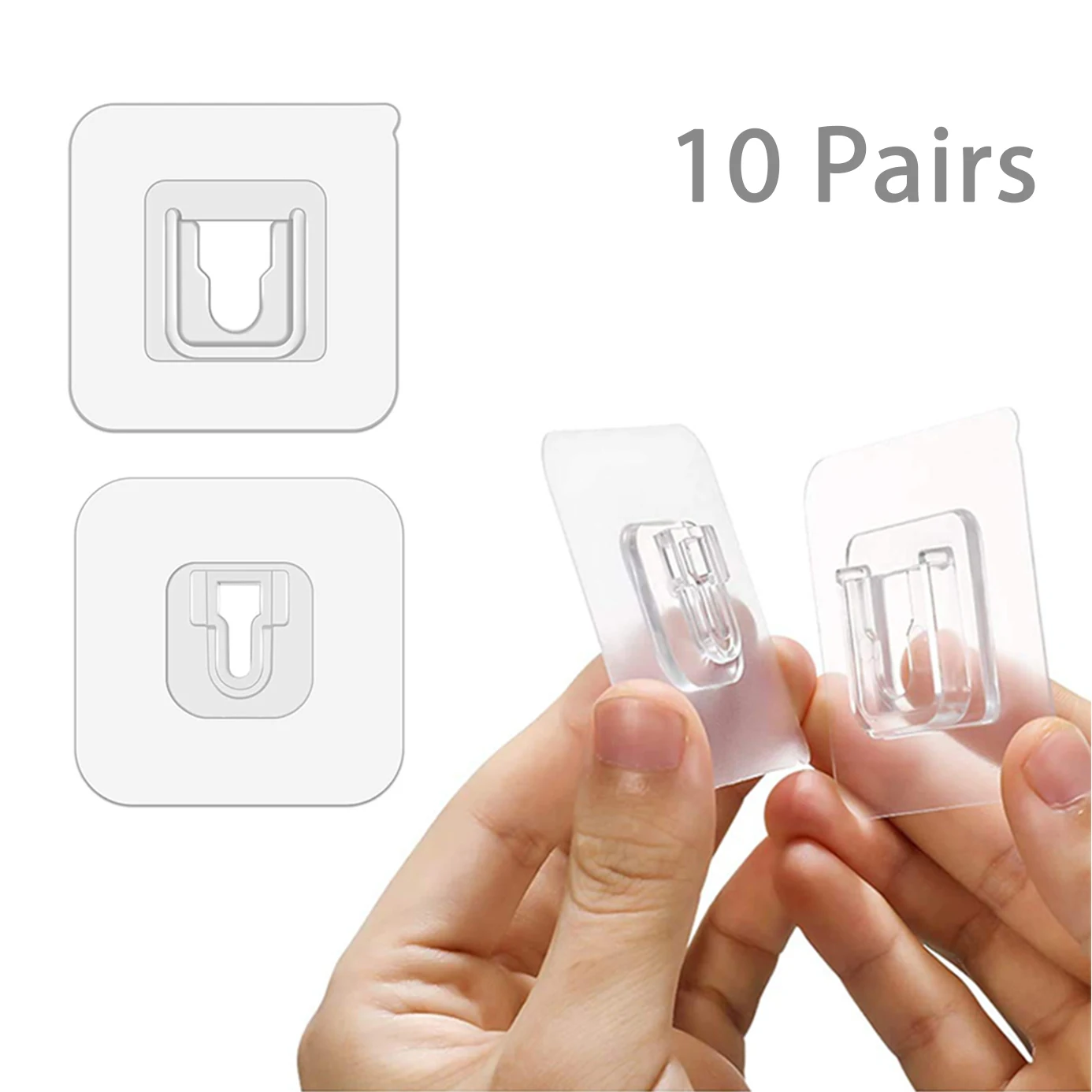 10 Pairs Adhesive Wall Hooks Strong Sticky Hung Double Sided Patch Hook Buckle Transparent Cup Sucker