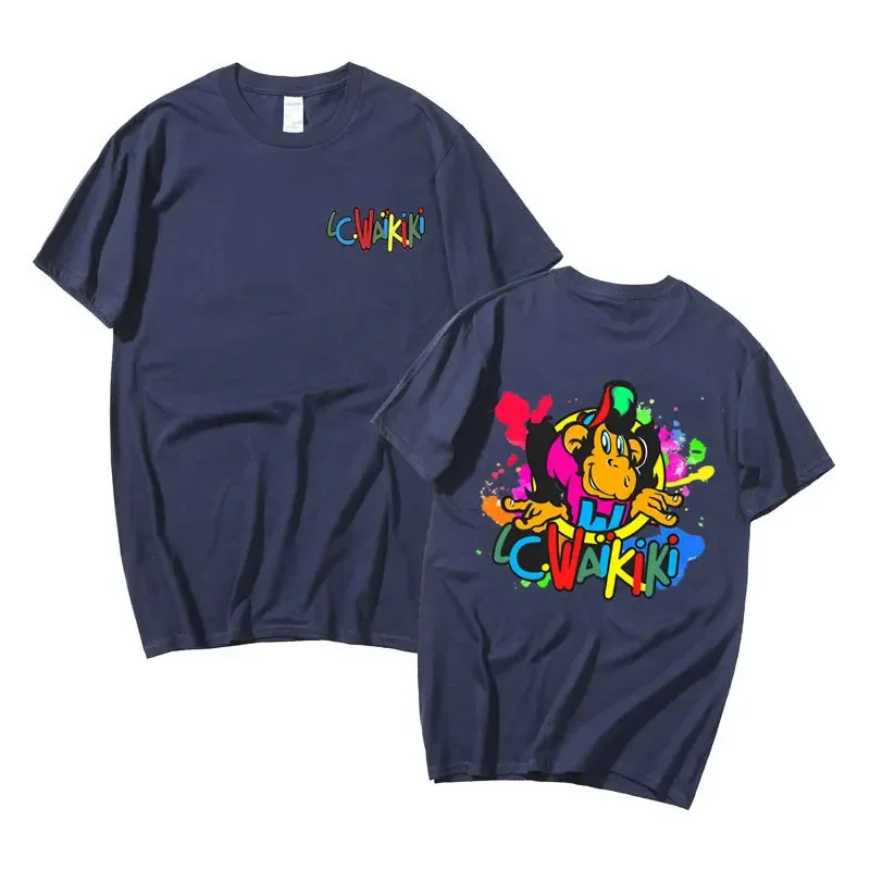 Lc Waikiki Monkey Graphic Print T-shirt Summer Funny Men Women's Cartoon Monkeys Short Sleeve T Shirts Male 100% Cotton Tshirt 2