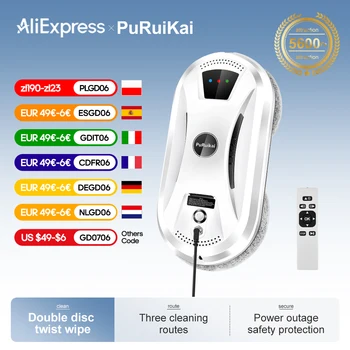 PuRuiKai Robot aspirapolvere ultra sottile per la pulizia dei vetri robot per la pulizia dei vetri elettrici limpiacristales telecomando per la casa 1