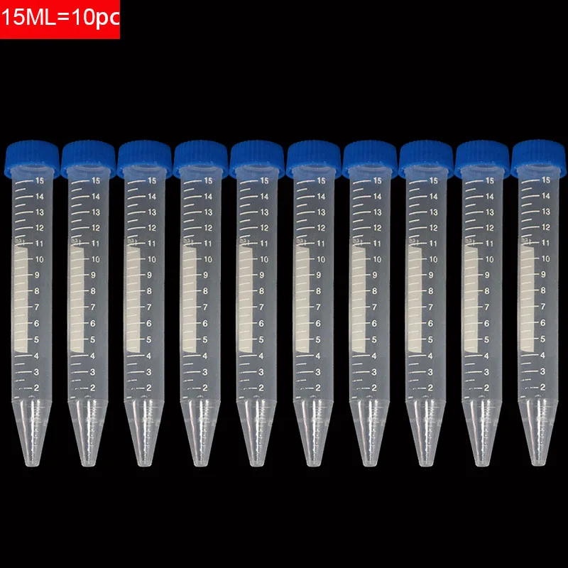 

10 Pieces of 15ml Plastic Transparent Centrifuge Tube with Graduation Plastic Experiment Tube Free-standing with Screw Cap