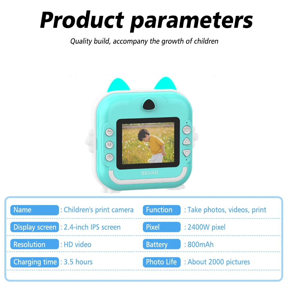 Children Instant Print Digital Camera 1080p Video Photo Thermal Print Camera Kids Birthday Gift