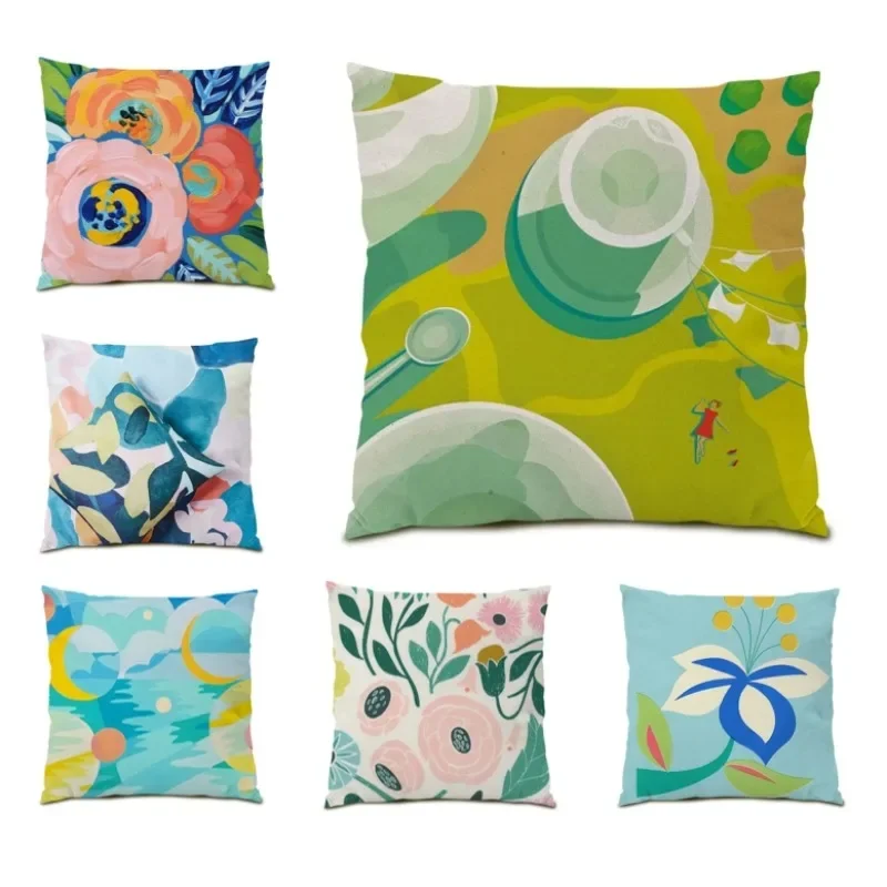 

Watercolor Painting Pillowcase Double Sided Multicolors Abstract Cushion Cover Modern Fashion Pillow for Sofa 2024 Hot Sale F101