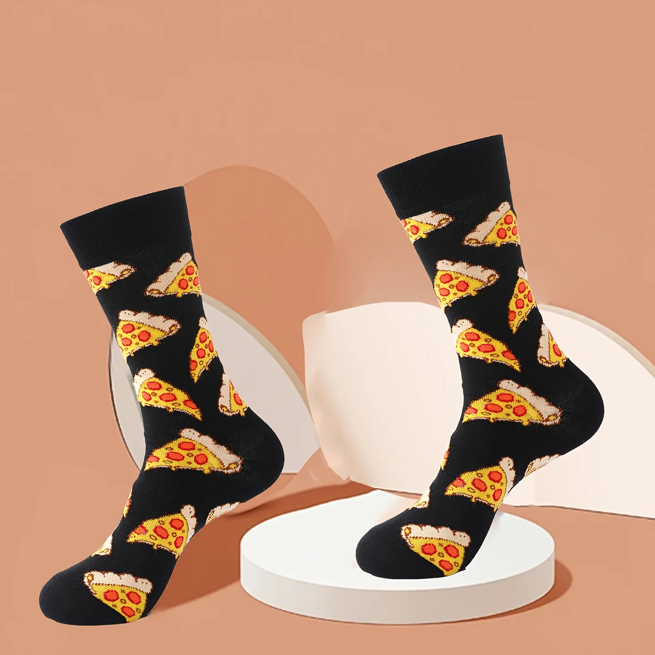 Vibrant Mid-Calf Unisex Pizza Socks - Trendy, Comfortable, and Breathable Gift in a Novelty Box