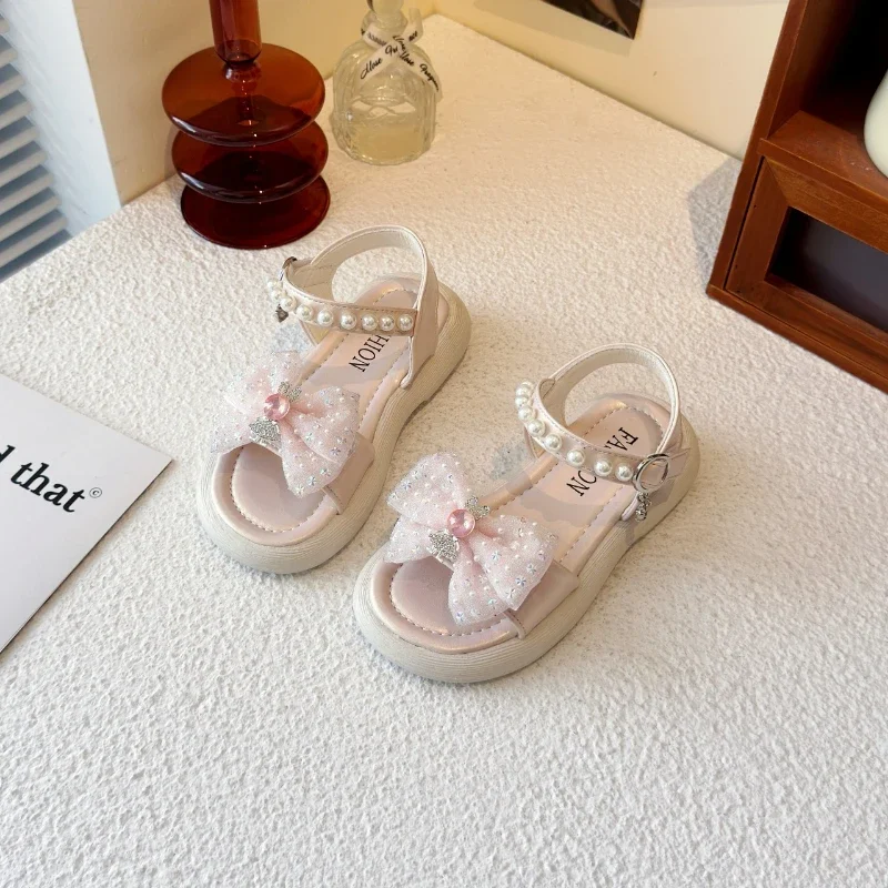 Girls Summer Flat Sandals Pearl Casual Shoes