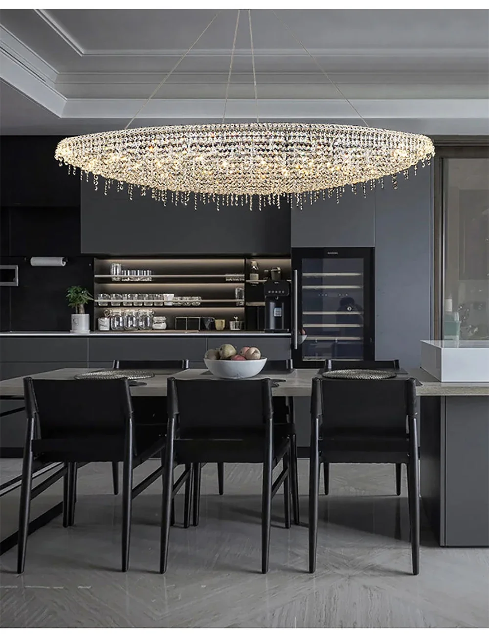 Description Picture 5 of itemCrystal Bead Pendant Lights Post-modern Chrome Lighting Fixture Hanging Lamp for Ceiling LED Lustre Home Decor