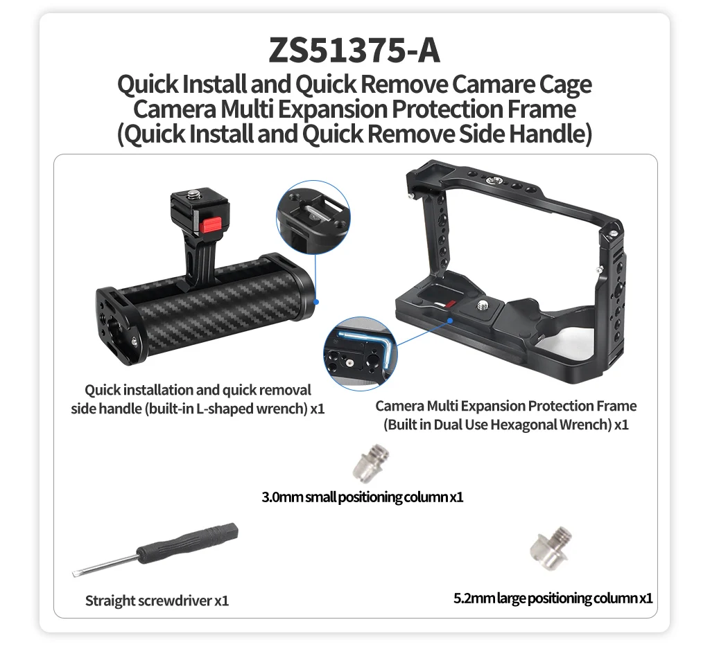 Kamerakäfig aus Aluminiumlegierung, Video-Rig, oberer Griff, Kit mit Kaltschuhhalterung für Sony A6700 DSLR-Kamera für Mikrofon, Blitzlicht – Detail 26