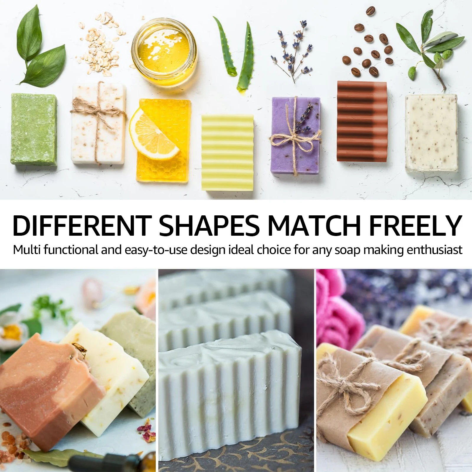 2Pcs Soap Molds 1.4L Soap Loaf Mold Rectangular Silicone Soap Making Molds Kit with Wood Box and Lid Non Stick Silicone Soap 5