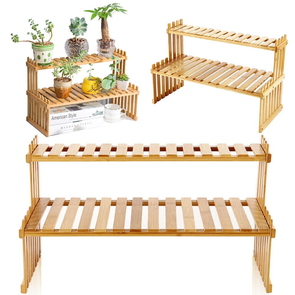 2 Tier Decorative Tabletop Wood Plant Stand Display Shelf: 3 - 5 Days Free Delivery Only UK