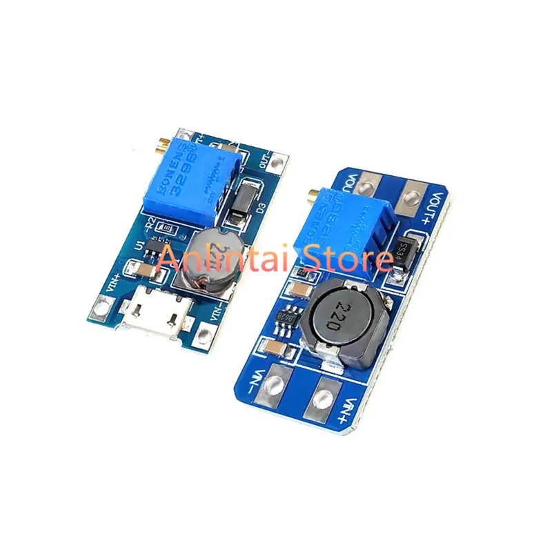 

2pcs MT3608 DC-DC Adjustable Boost Module 2A Boost Plate Step Up Module with MICRO USB 2V-24V to 5V 9V12V28V diy electronic kit