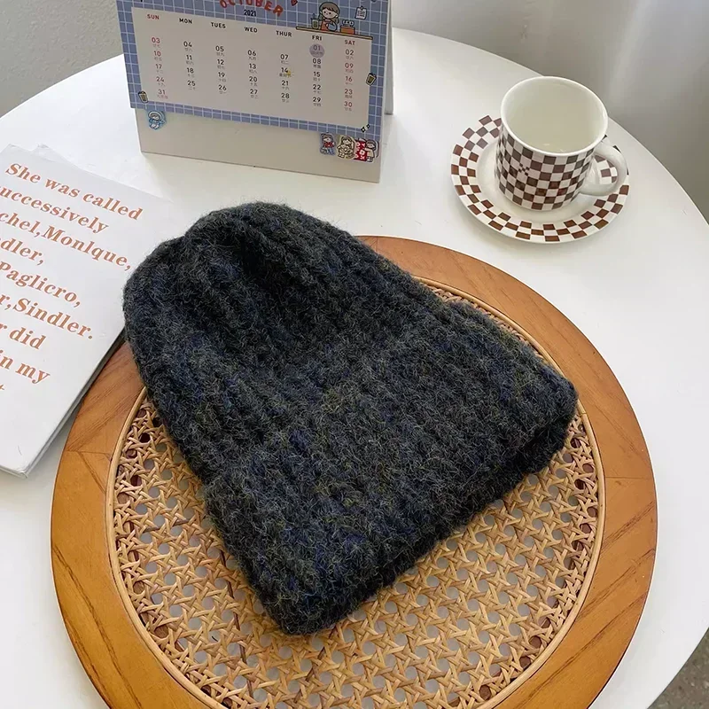 Winter Unisex Wool Hat Loose Big Head Circumference Knitted Hats Women's Korean Warm Oversized Skullies Beanies Christmas Gift 4