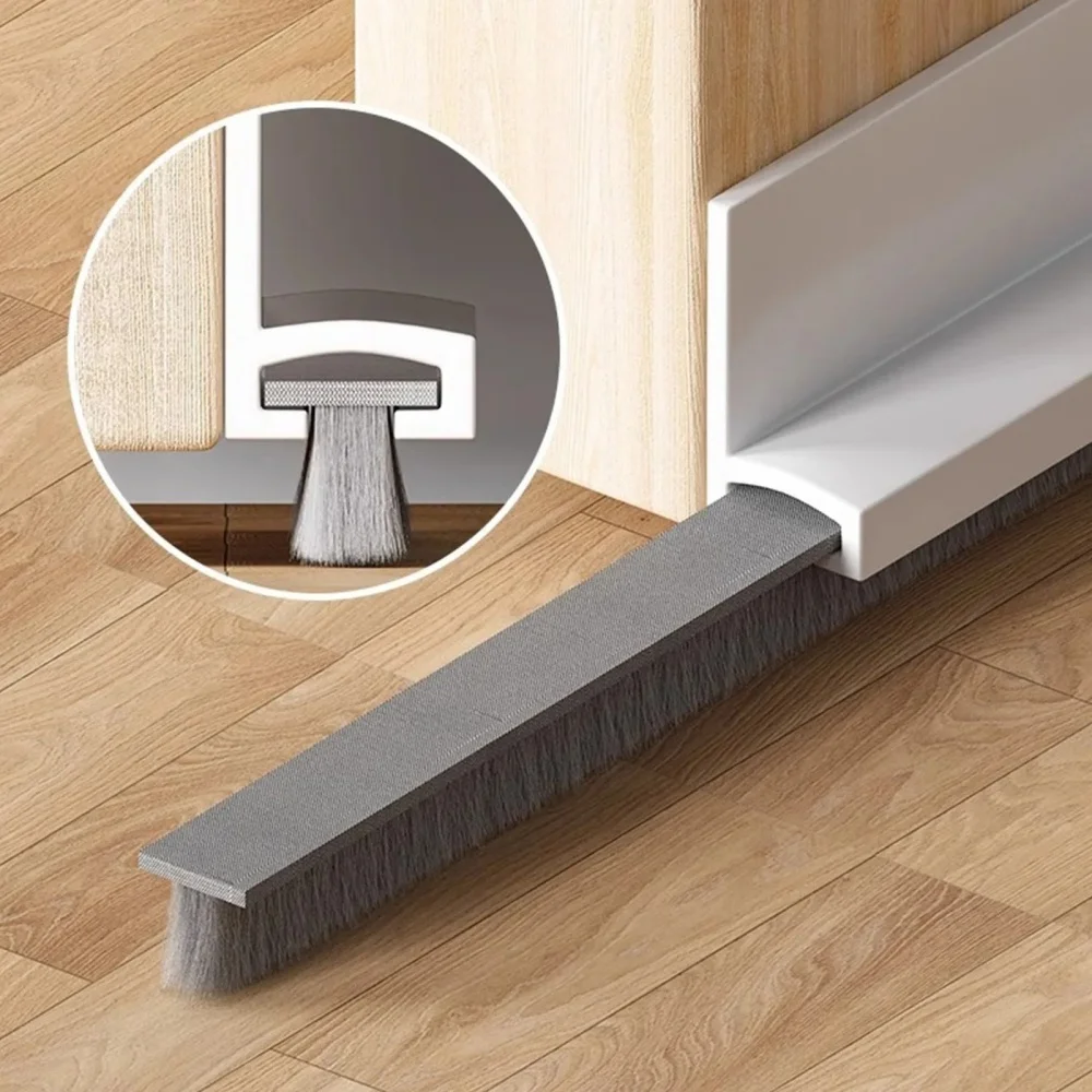 Universal Door Seal with Brush - Noise Reduction & Insect Barrier