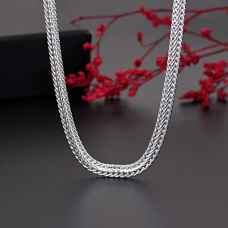 New Trending Y2k 925 Sterling Silver Classic 6mm Geometry Bracelets Neckalces Jewelry Set For Women Man Fashion Accessories Gift