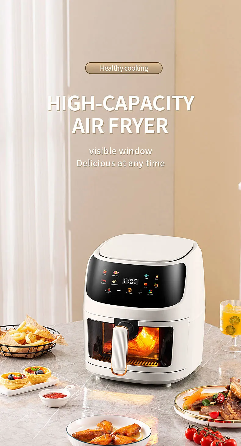 Description Picture 2 of item8L air fryer intelligent large capacity multifunctional household air fryer visual LCD touch screen oil-free oven 220V EU