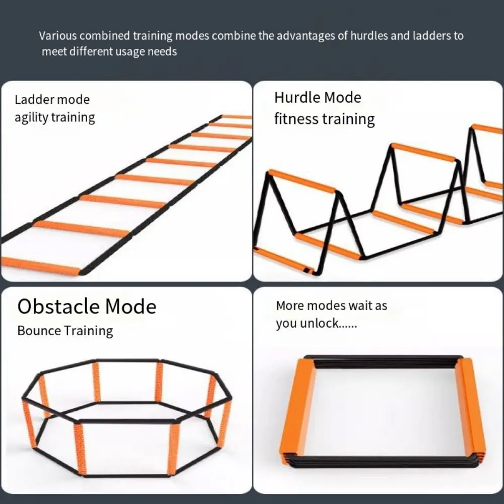 Orange Agile Ladder Carbon Steel Foldable Soccer Speed Ladder Instant Set-up Multifunctional Footwork Training Jump