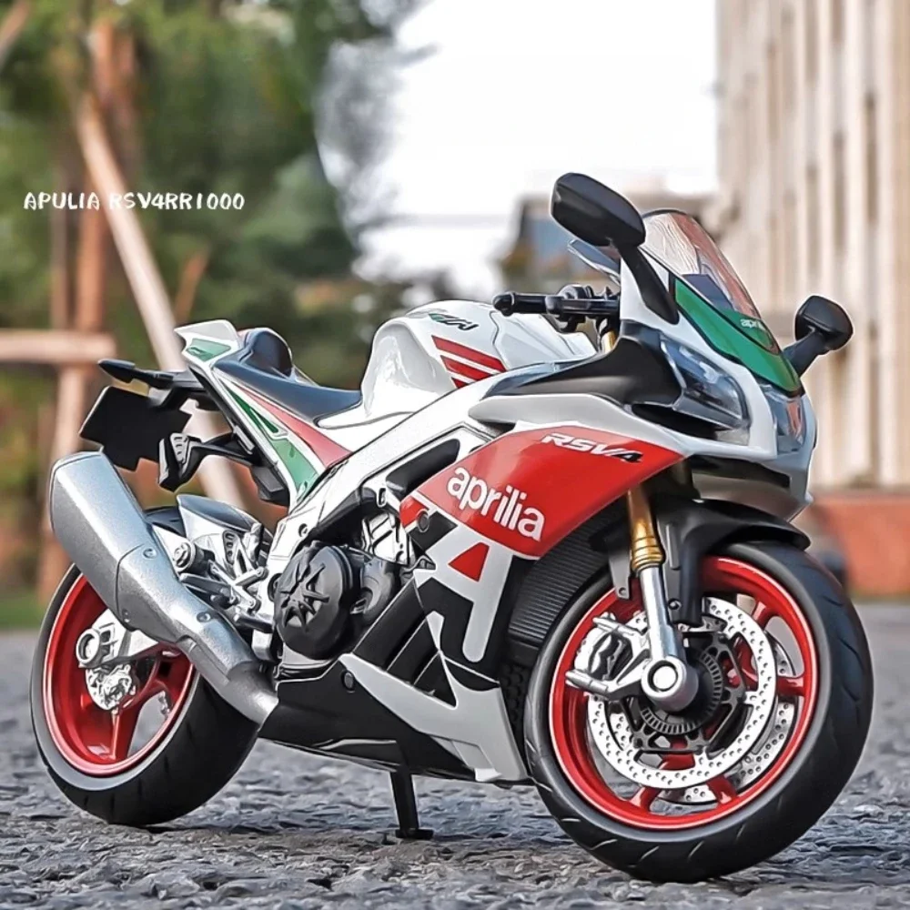 Scale 1:12 Aprilia RSV4 RR1000 Motorcycle Model Toy Alloy Diecast Shock Absorption Free Wheels Motor Models Boys Gift Decoration 6