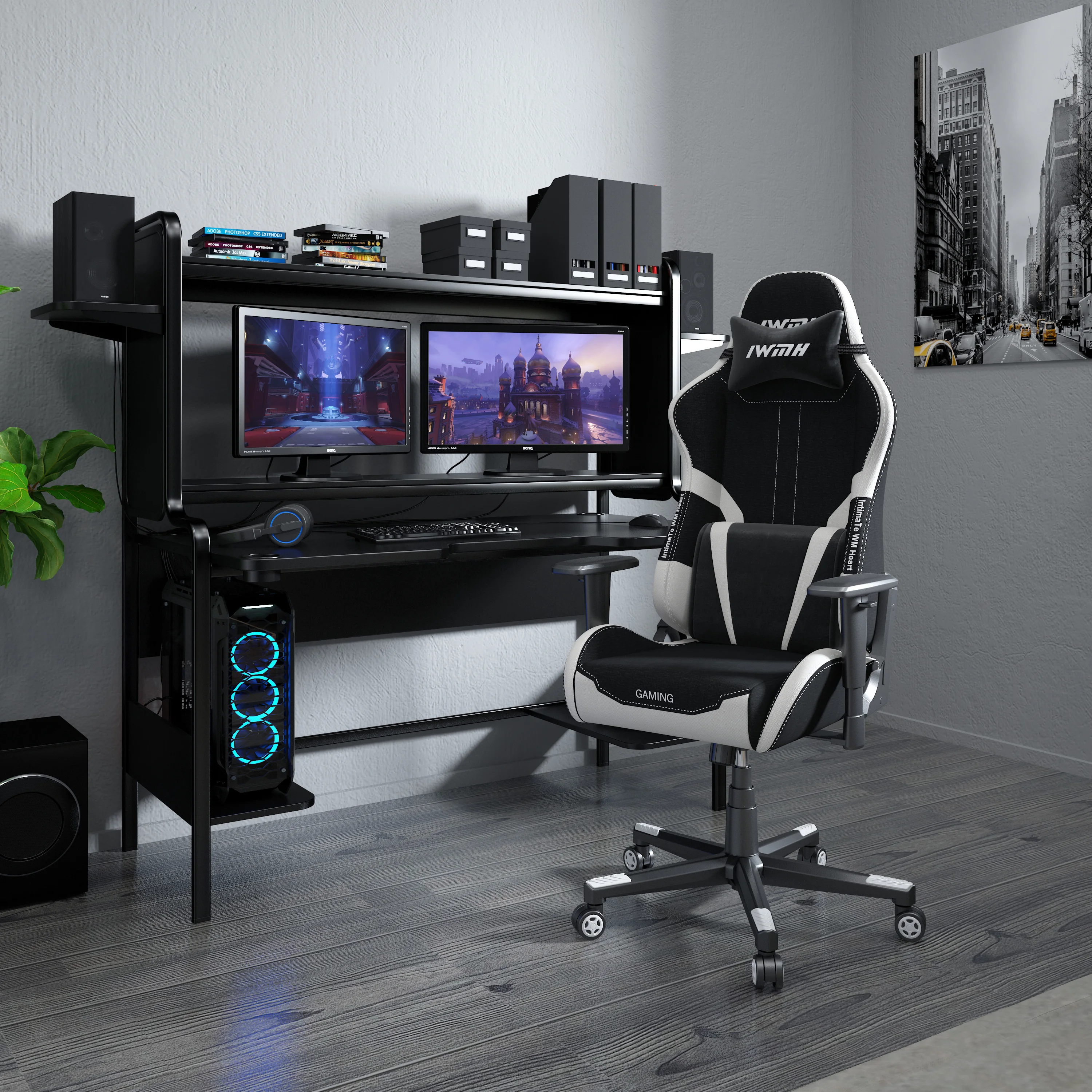 IntimaTe WM Heart Silla Gaming, silla gamer ergonómico de espalda alta para  oficina y hogar, color blanco y negro - AliExpress