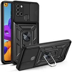 Shockproof Armor Case with Camera Lens Protection for Samsung A02 (Black)