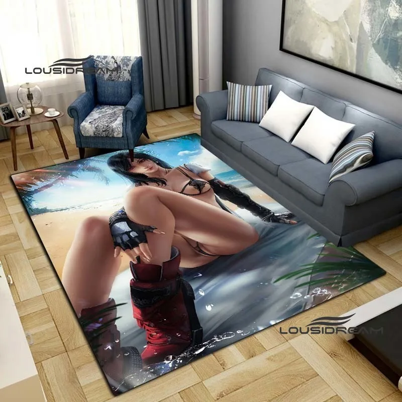 Sexy Tifa Aerith Carpets and Rug anime sexy art square living room bedroom large area soft carpet home children's room floor mat 3