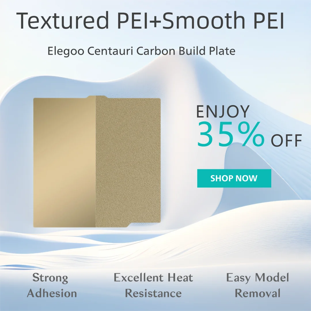 PEI-Blatt, 260 x 271 mm, doppelseitig strukturierte/glatte PEI-Bauplatte für Elegoo Centauri Carbon 3D-Drucker, magnetisches und flexibles Heißbett