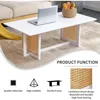 Modern Boho Imitation Rattan Coffee Table for Living Room Minimalist Style Rectangular Solid Wood Coffee Tea Table 6